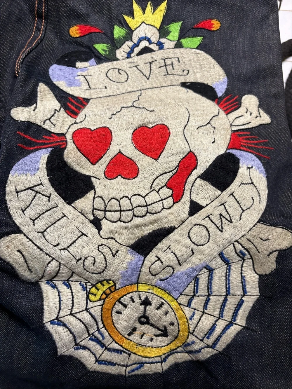 Ed Hardy Love kills Slowly Dark Wash Relaxed Jeans